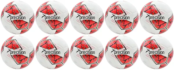 10 Multi-Buy Precision Fusion FIFA Basic Training Ball - White/Red - Size 3