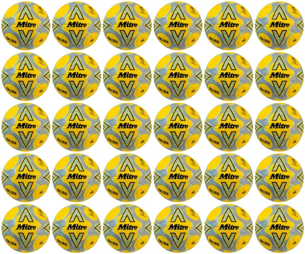 30 Multi-Buy Mitre Delta One 24 Footballs Yellow/Black/Grey - Size 5
