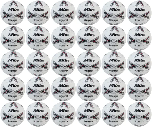 30 Multi-Buy Mitre Ultimatch Evo 24 Football - White/Silver - Size 5