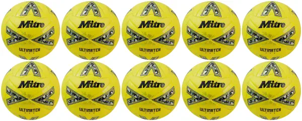 10 Multi-Buy Mitre Ultimatch Evo 24 Football - Yellow/Gold - Size 5