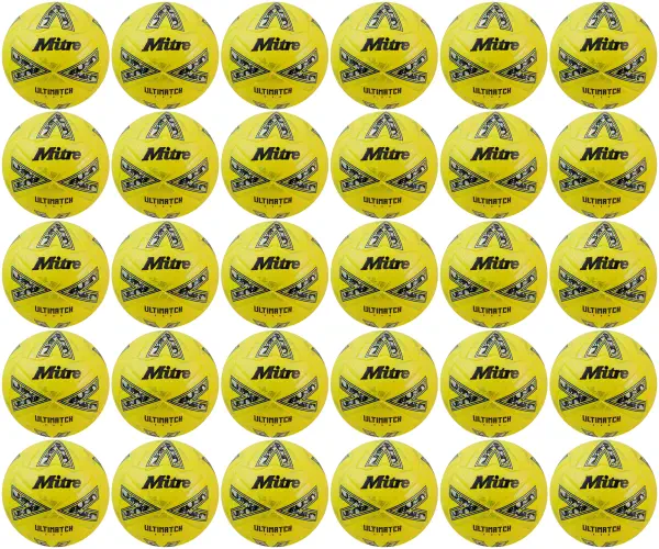 30 Multi-Buy Mitre Ultimatch Evo 24 Football - Yellow/Gold - Size 3