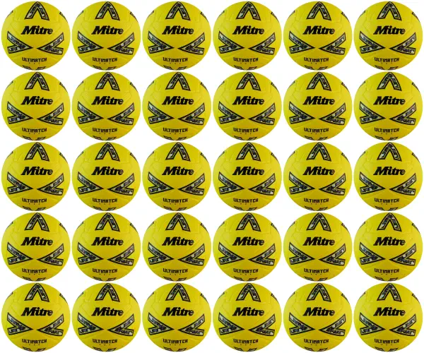 30 Multi-Buy Mitre Ultimatch One 24 Football - Yellow/Black/Grey - Size 3