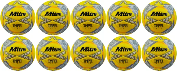10 Multi-Buy Mitre Impel Evo 24 Football - Yellow/Black/Grey - Size 5