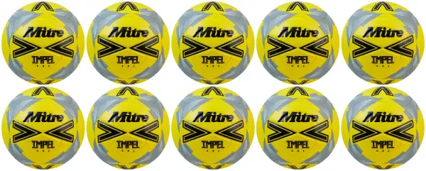 10 Multi-Buy Mitre Impel One 24 Football - Yellow/Black/Grey - Size 4