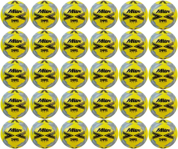 30 Multi-Buy Mitre Impel One 24 Football - Yellow/Black/Grey - Size 4