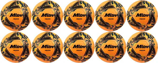 10 Multi-Buy Mitre Calcio One 24 Footballs Orange/Black - Size 4