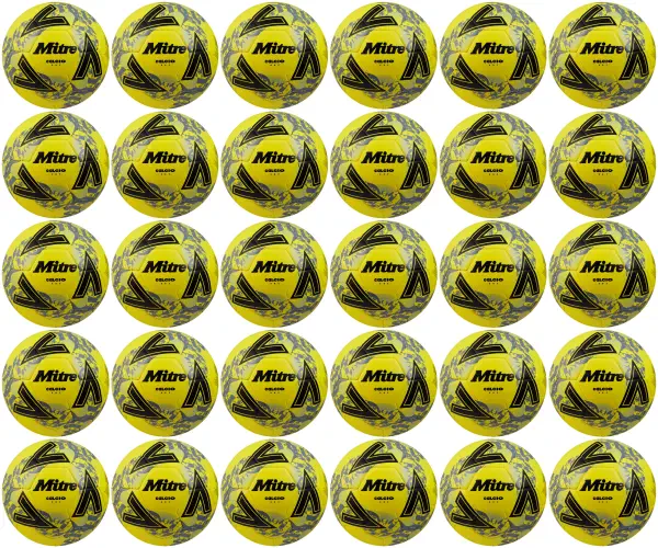 30 Multi-Buy Mitre Calcio One 24 Footballs Yellow/Black/Grey - Size 5