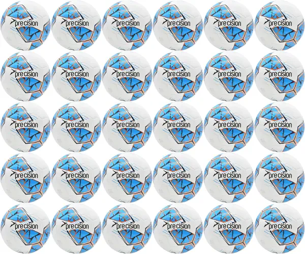 30 Multi-Buy Precision Fusion FIFA Basic Training Ball - White/Cyan - Size 3