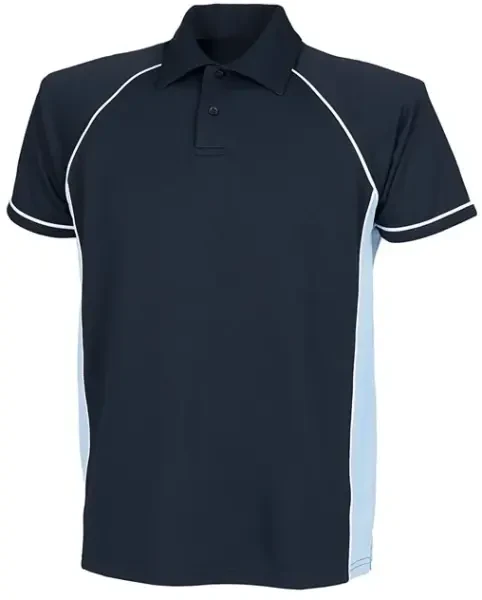 Finden & Hales Piped Performance Polo Shirt - Navy / Sky / White